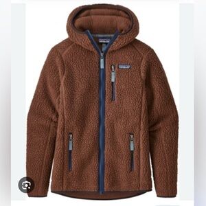 Patagonia Brown Fleece Jacket with Blue Accents